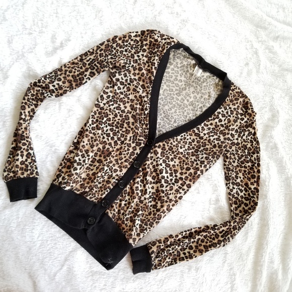 Sweaters - Leopard Print Button Cardigan